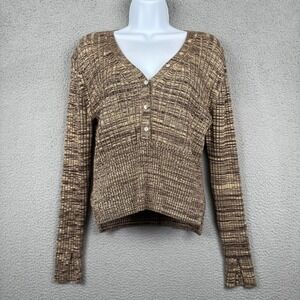 House of Harlow 1960 Sweater Womens XL Brown Coffee Combo‎ Ribbed Viscose $128